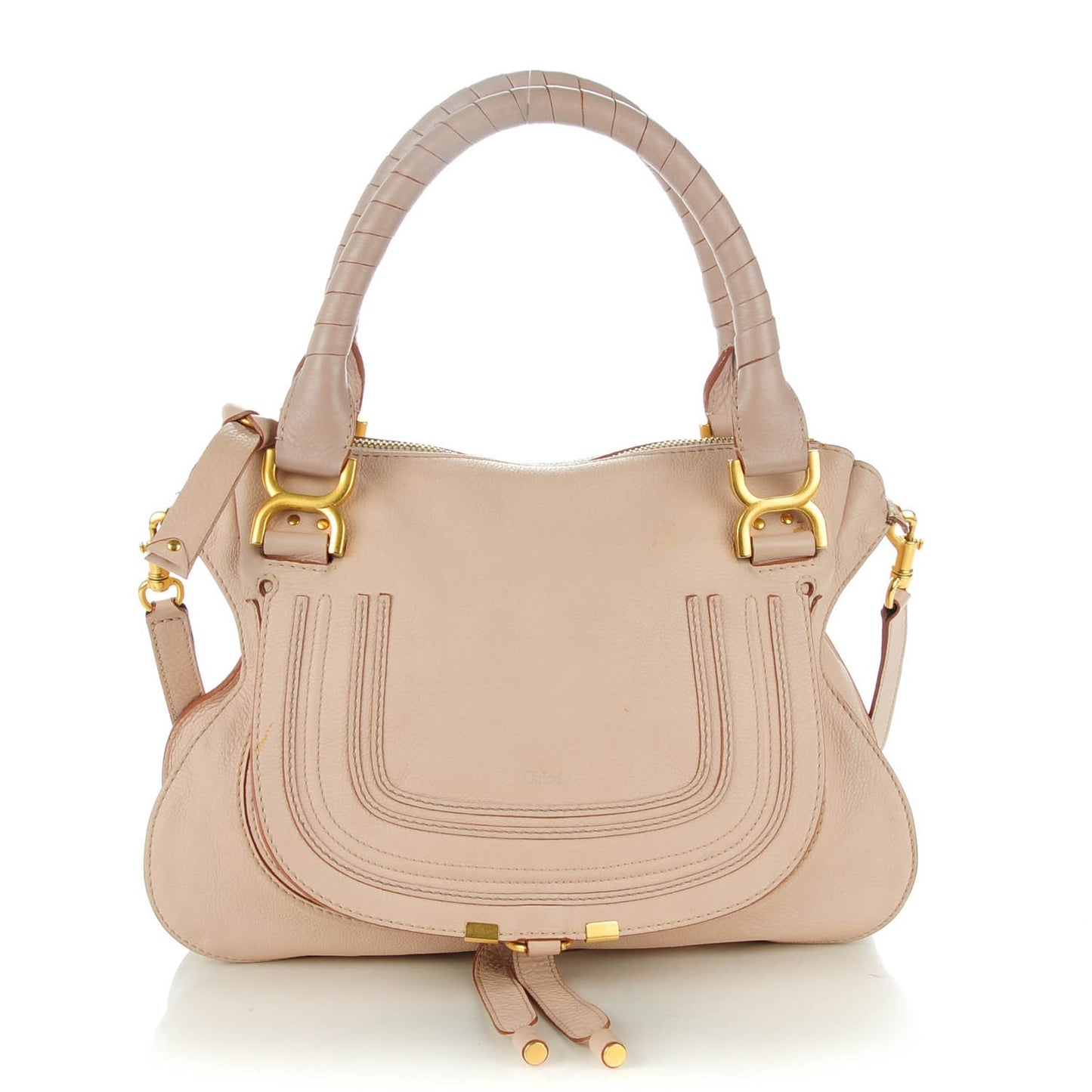 Calfskin Medium Marcie Satchel Nude Pink