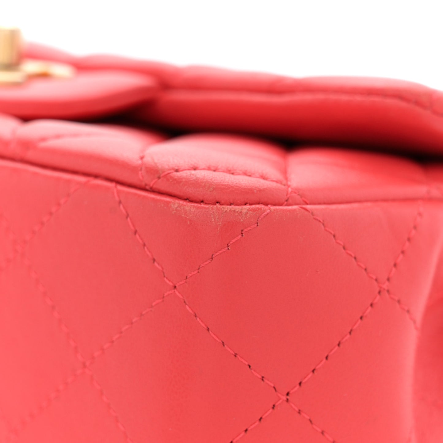 Lambskin Quilted Mini Rectangular Flap Red