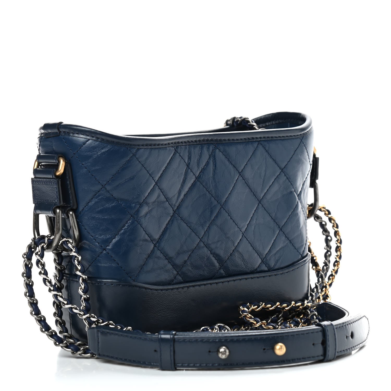 Chanel Aged Calfskin Quilted Small Gabrielle Hobo Navy 3 of 9