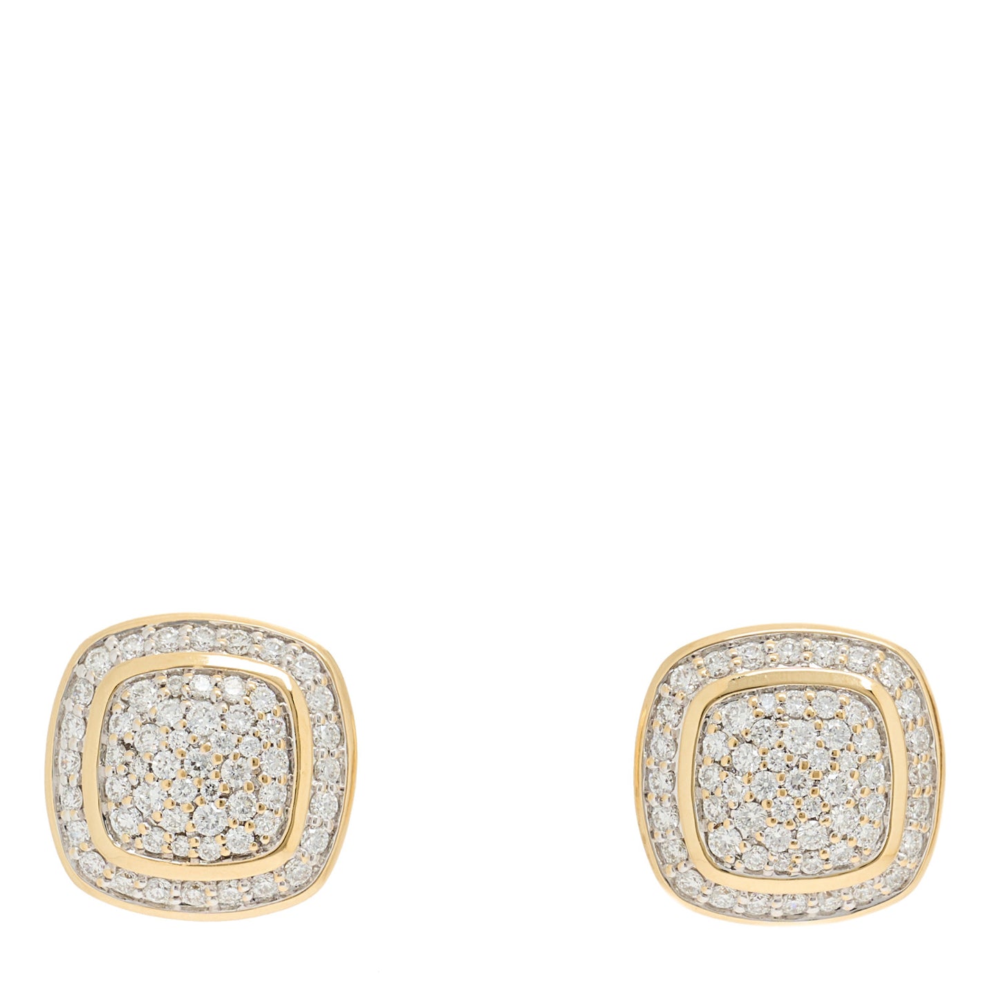 18K Yellow Gold Diamond 7mm Pave Albion Earrings