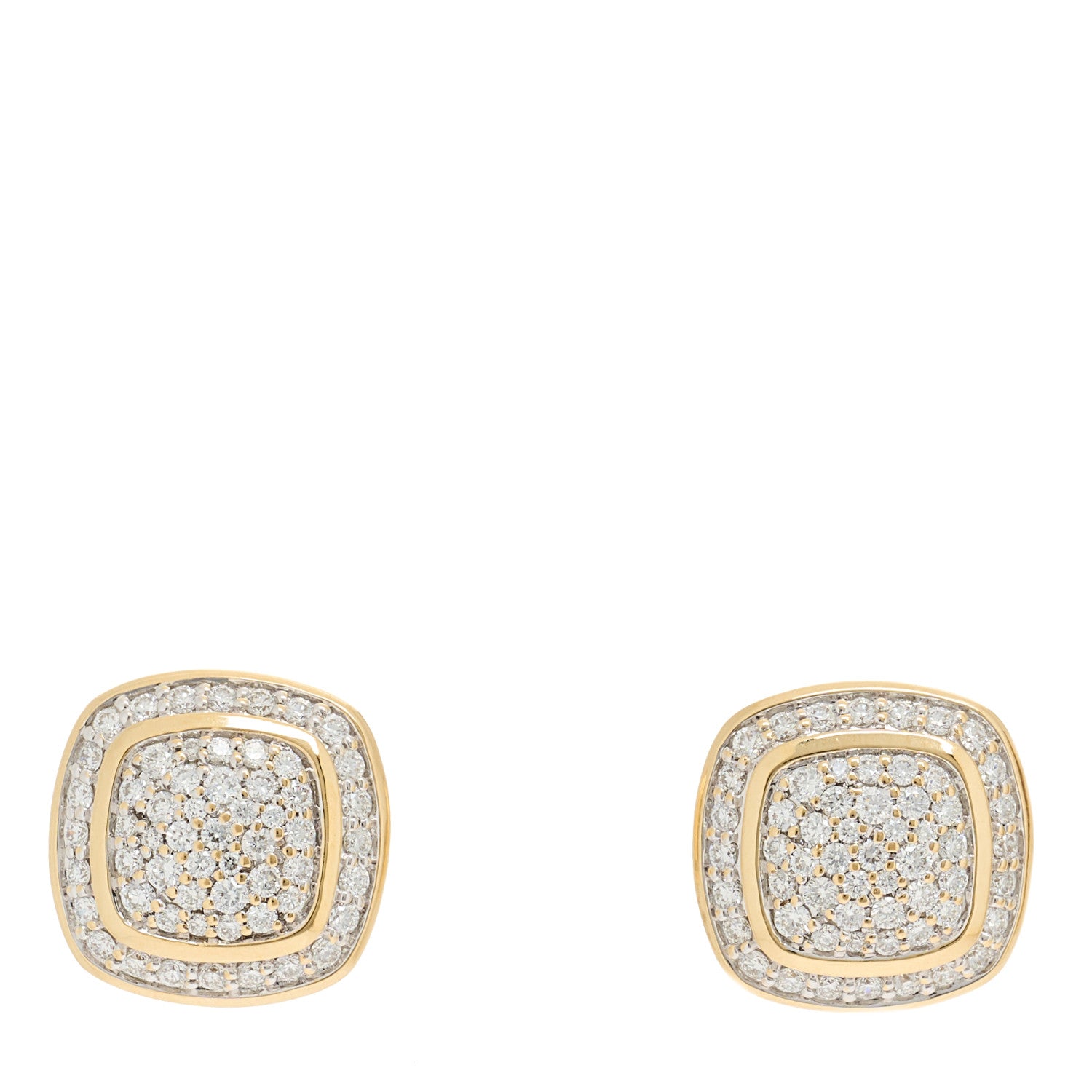 David Yurman 18K Yellow Gold Diamond 7mm Pave Albion Earrings 1 of 4