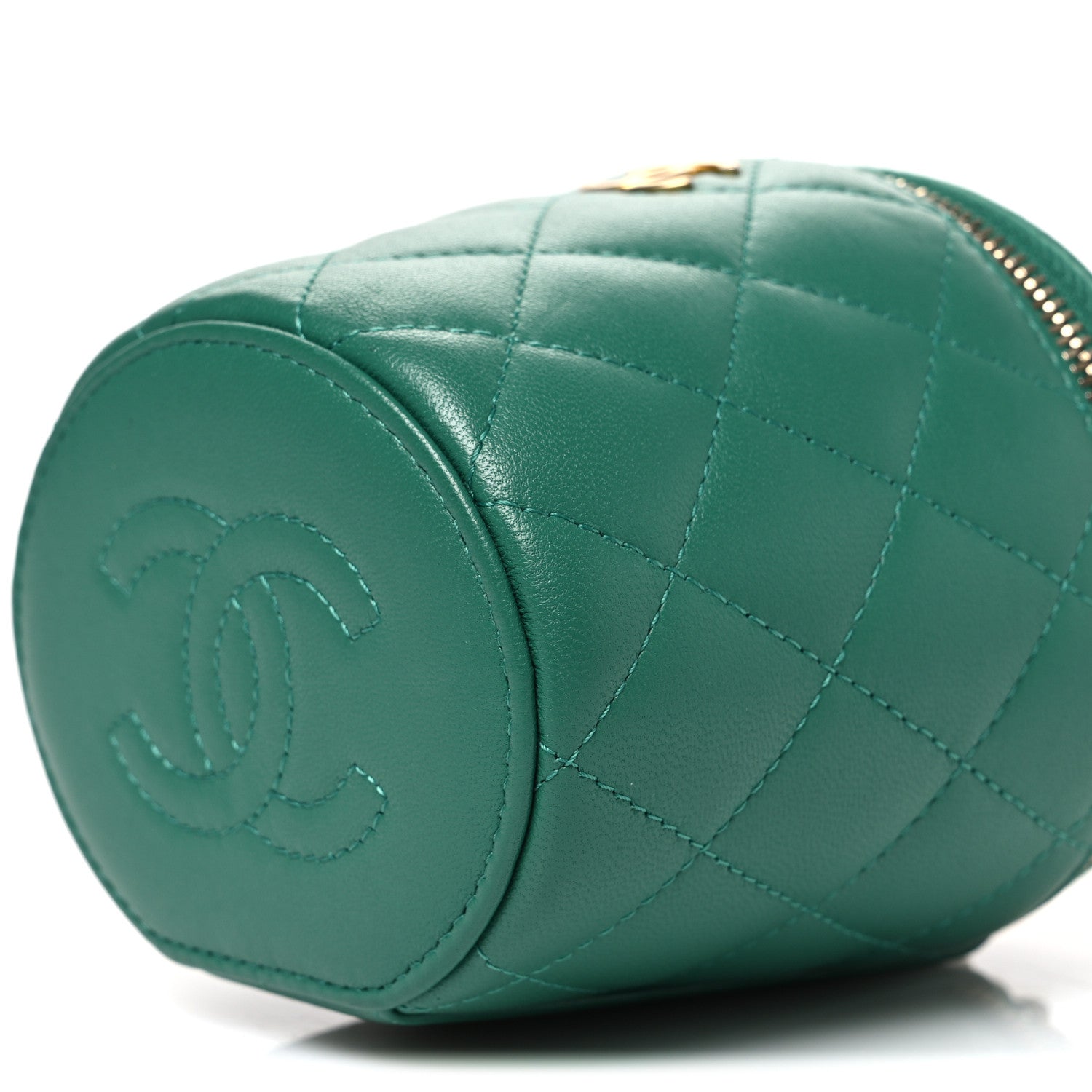 Chanel Lambskin Quilted Afternoon Tea Top Handle Vanity Case With Chain Green 10 of 10