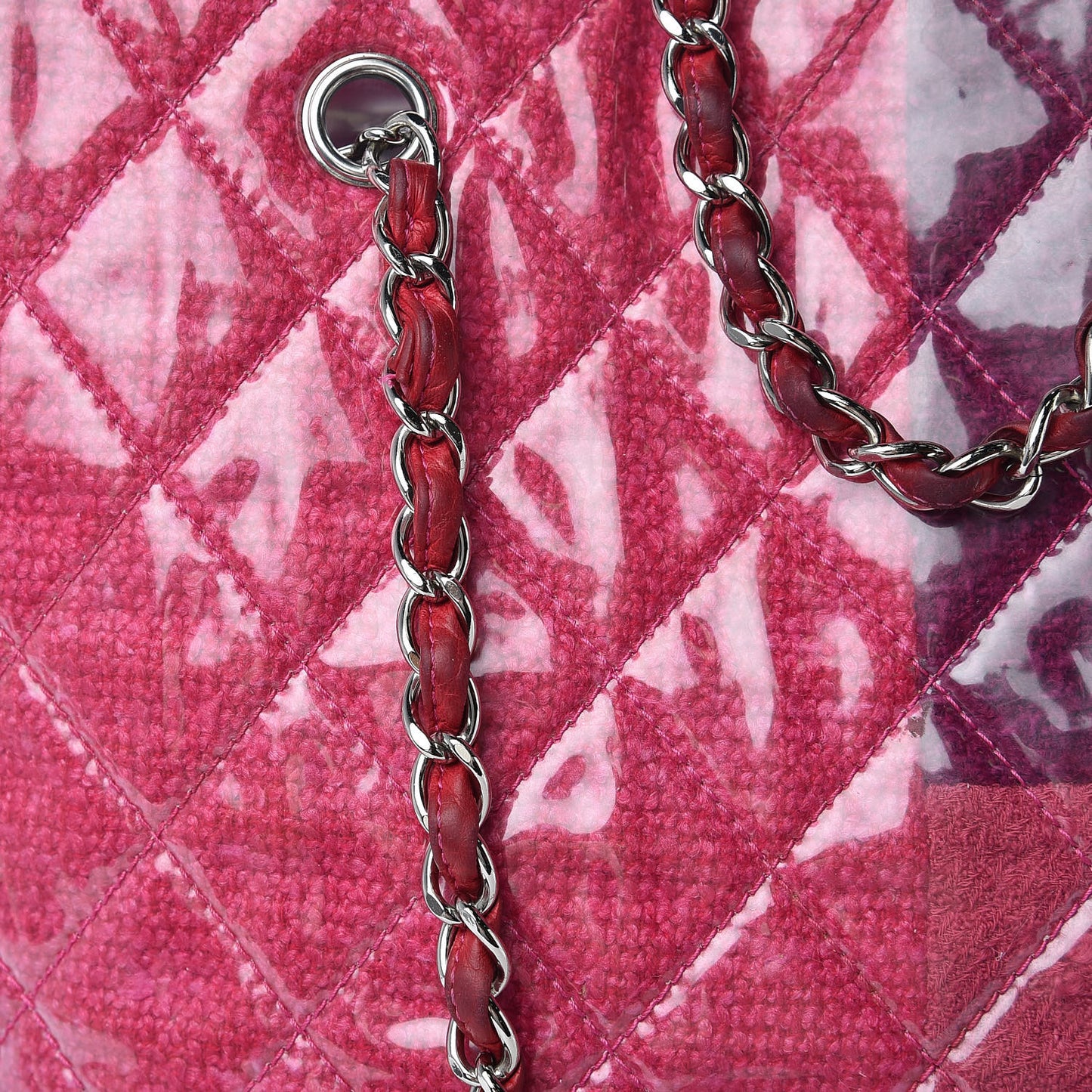 Vinyl Funny Tweed Patchwork Tote Fuchsia