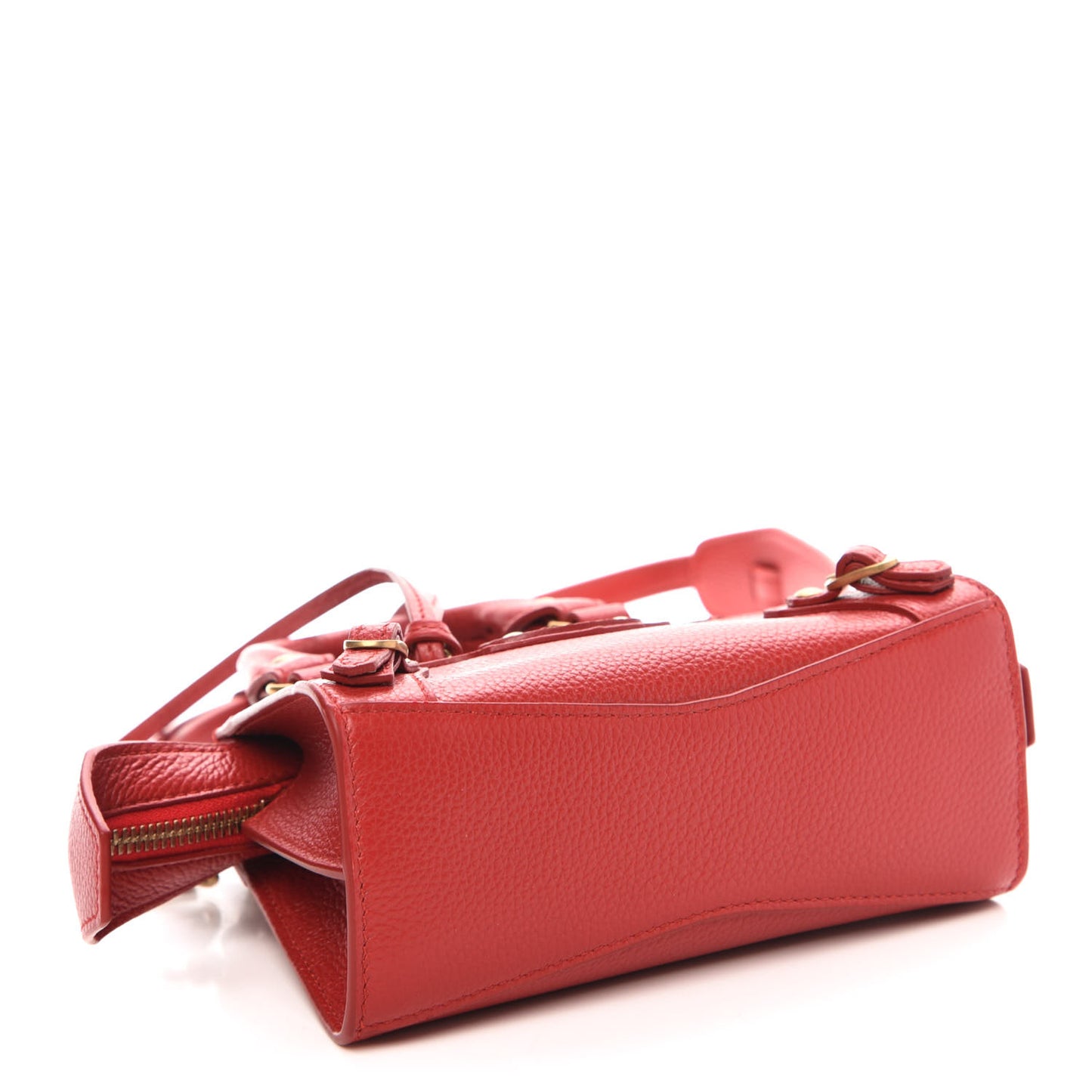 Grained Calfskin Neo Classic Gold Hardware Nano City Crossbody Medium Red