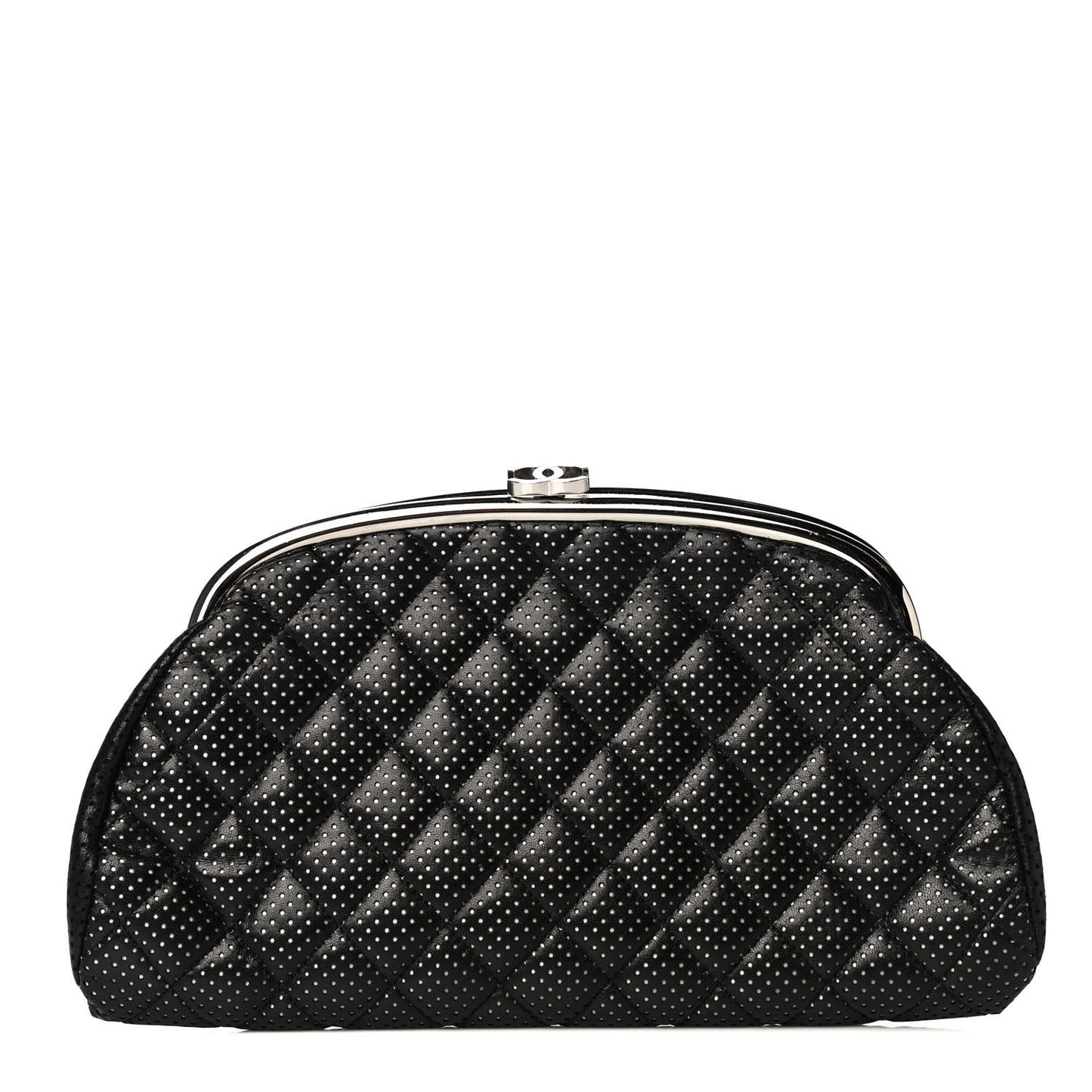 Lambskin Perforated Timeless Clutch Black