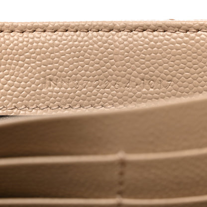 Saint Laurent Grain De Poudre Matelasse Chevron Monogram Flap Wallet Dark Beige 7 of 10