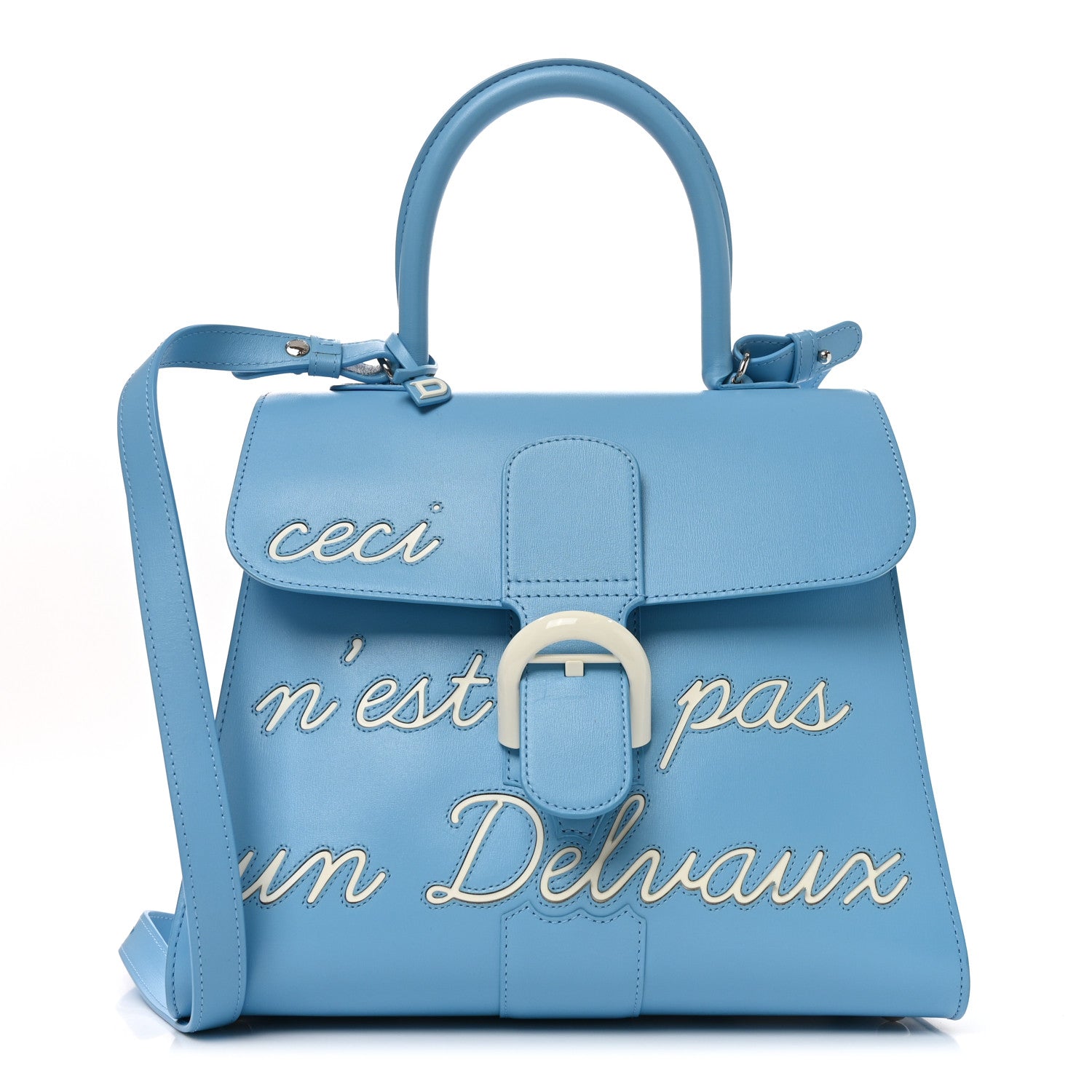 Delvaux Box Calfskin MM L'Humour Brillant Satchel Ciel 1 of 9