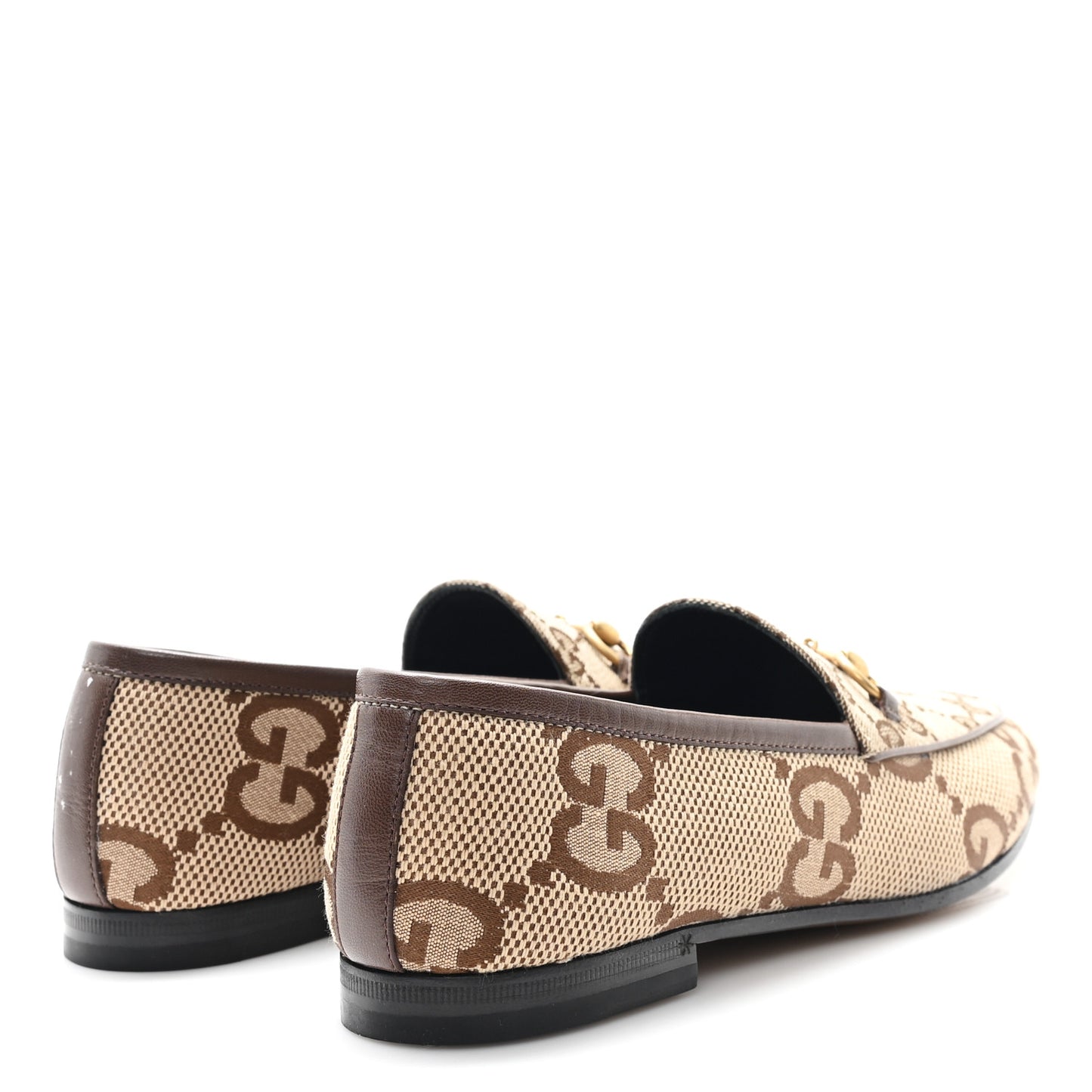 Monogram Jumbo GG Malaga Kid Horsebit Womens Jordaan Loafers 37 Camel Ebony New Acero Beige