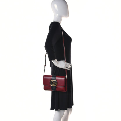 Gucci Vitello Palmellato Lux Bi-Color Small Arli Flap Shoulder Bag New Cherry Red Black 2 of 9