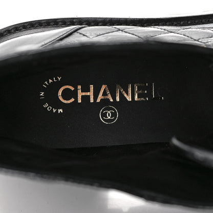 Chanel Shiny Calfskin Quilted Lace Up Combat Boots 39.5 Black 8 of 9