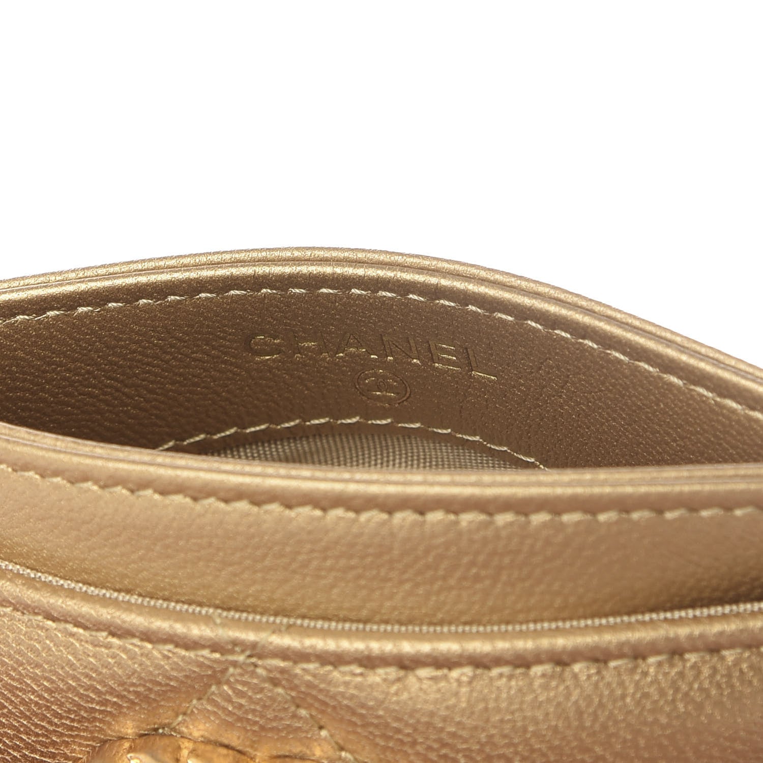 Chanel Metallic Goatskin Quilted Chanel 19 Card Holder Gold 5 of 7