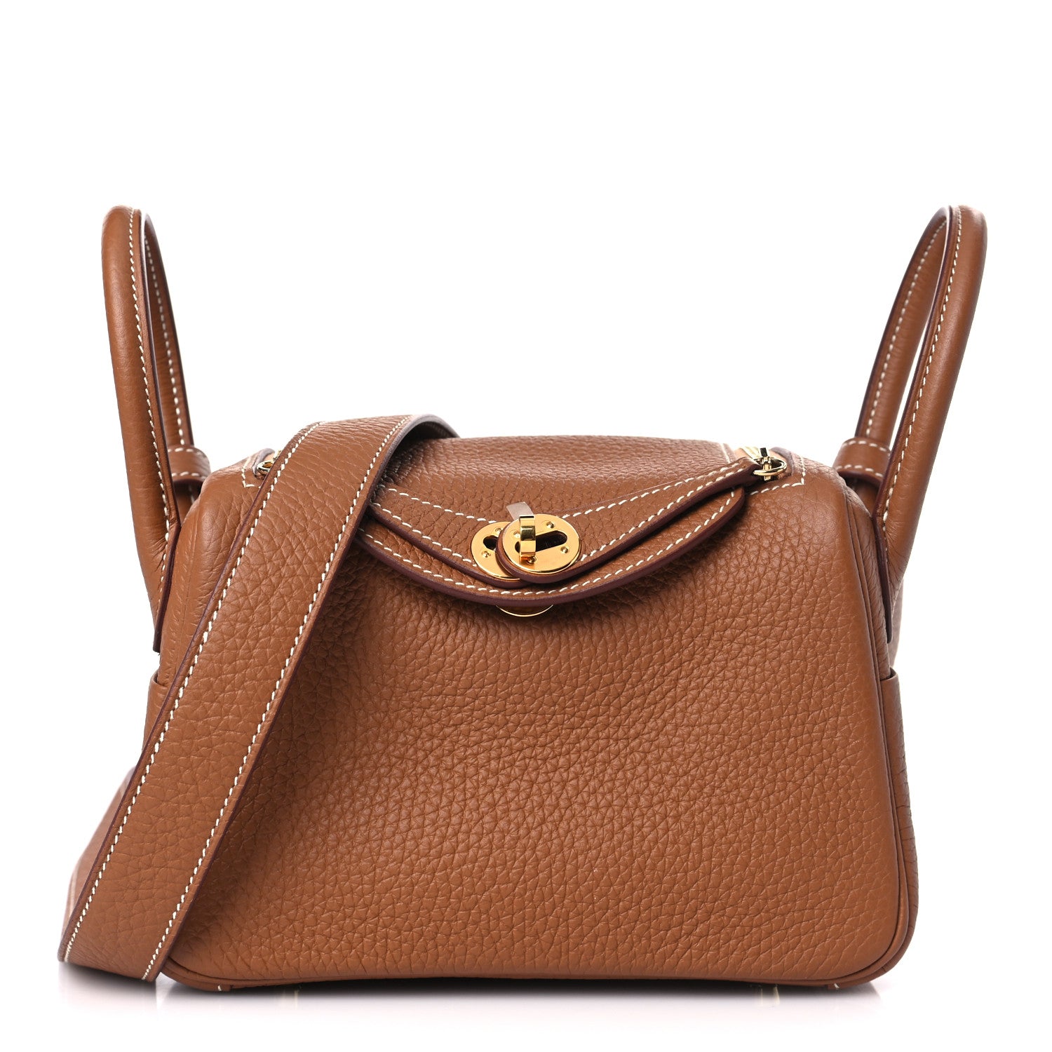 Hermes Taurillon Clemence Mini Lindy 20 Gold 1 of 10
