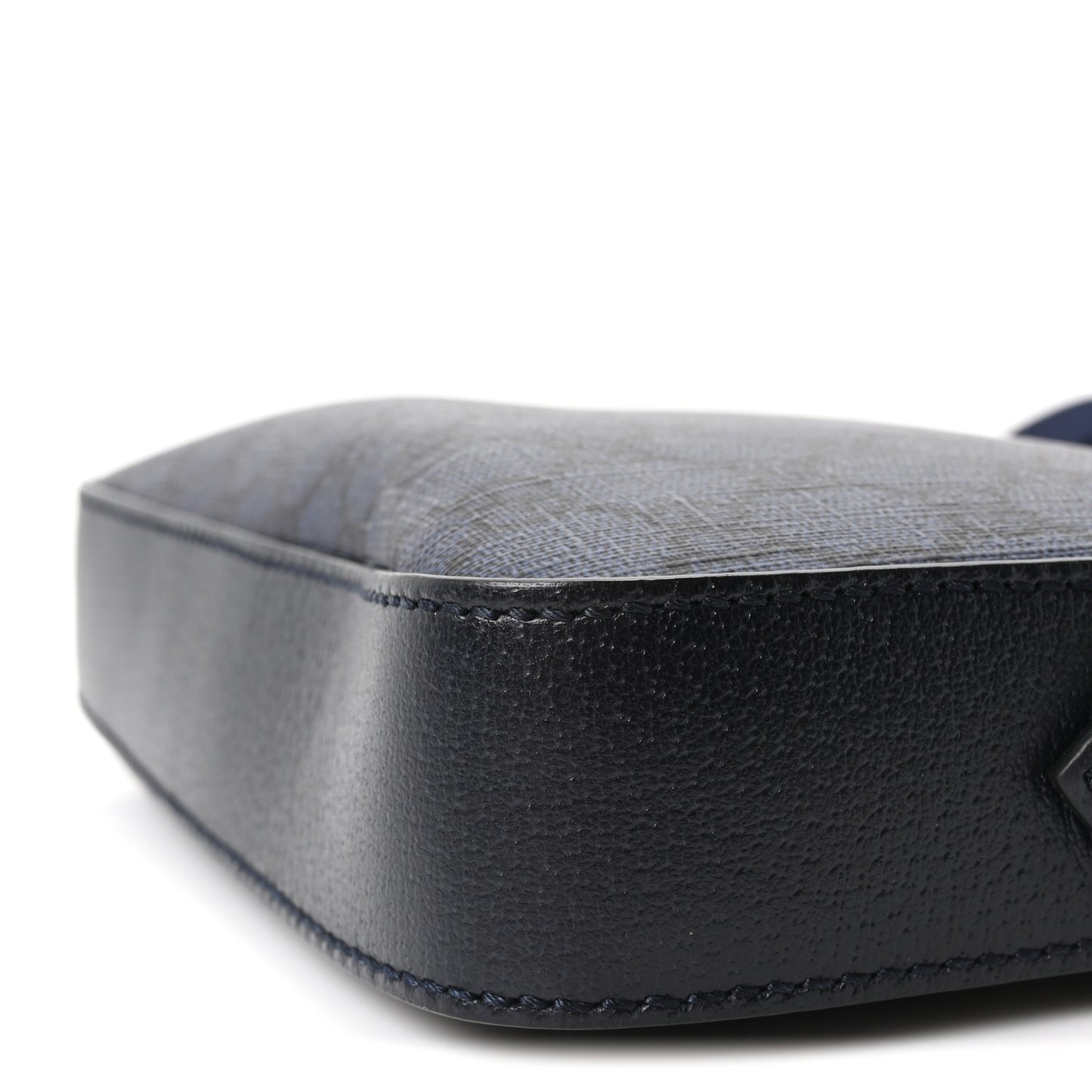 GG Supreme Monogram Textured Dollar Calfskin Web Ophidia Wristlet Shoulder Bag Black Blue