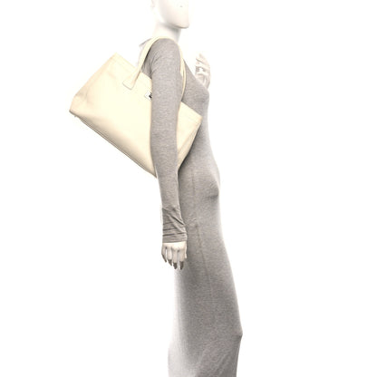 Chanel Calfskin Mademoiselle Lock Cerf Executive Shopper Tote White 3 of 12