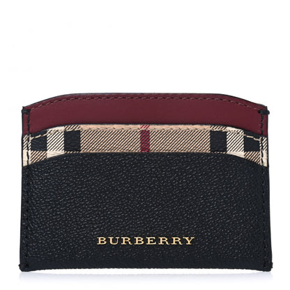 Burberry Calfskin Horseferry Check Izzy Card Case Black Burgundy 1 of 4