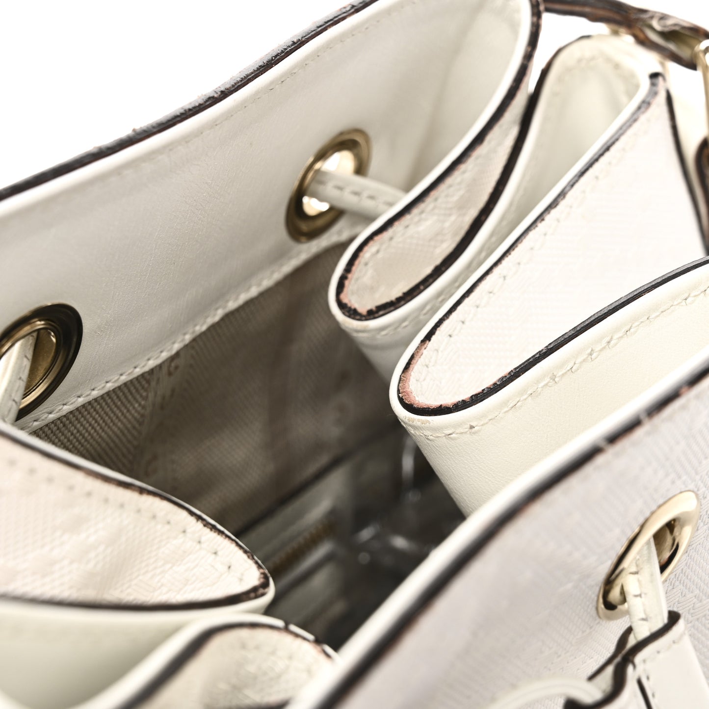 Bright Diamante Medium Bucket Bag Great White