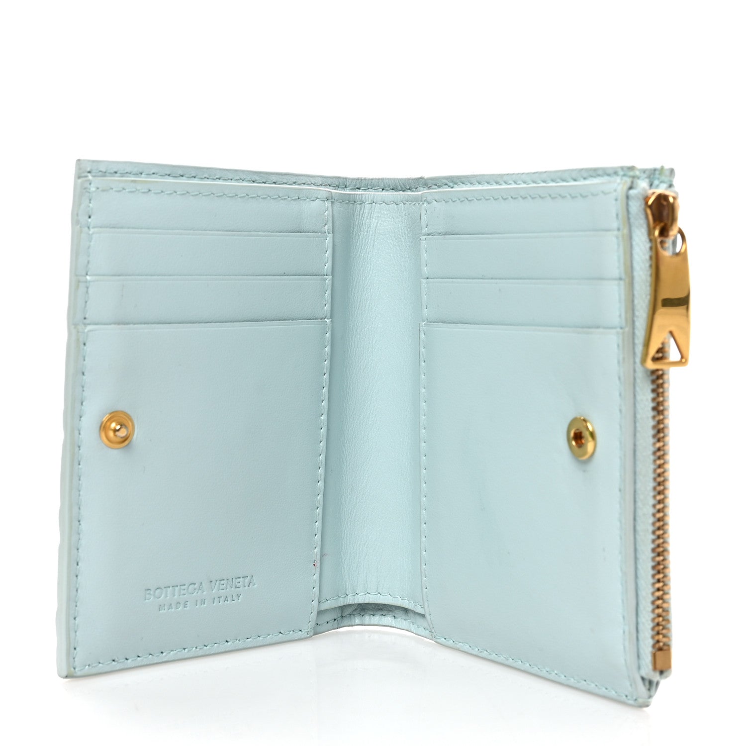 Bottega Veneta Nappa Intrecciato Bifold Zip Wallet Teal Washed 5 of 7