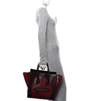 Celine Snakeskin Mini Luggage Red 2 of 17