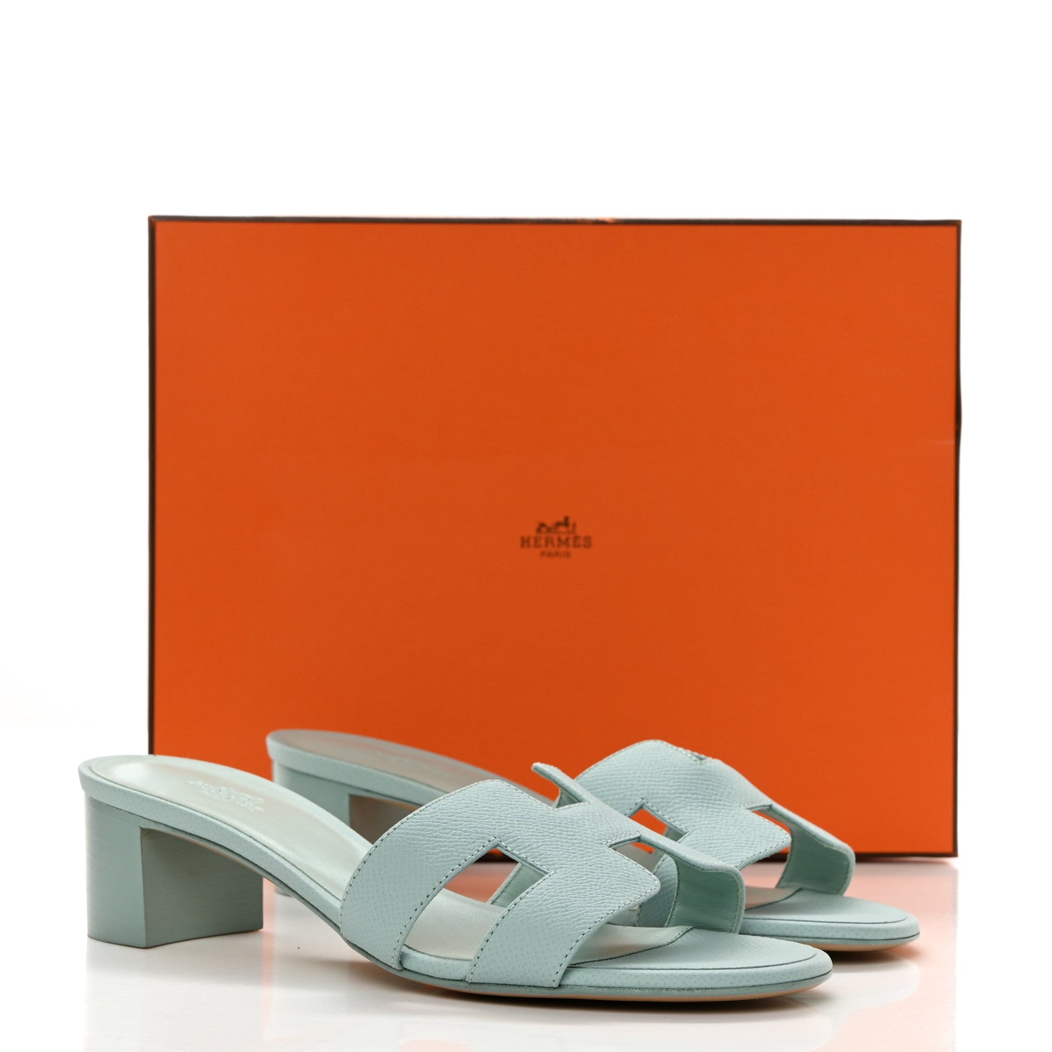 Hermes Epsom Oasis Sandals 37.5 Vert Embrun 9 of 9
