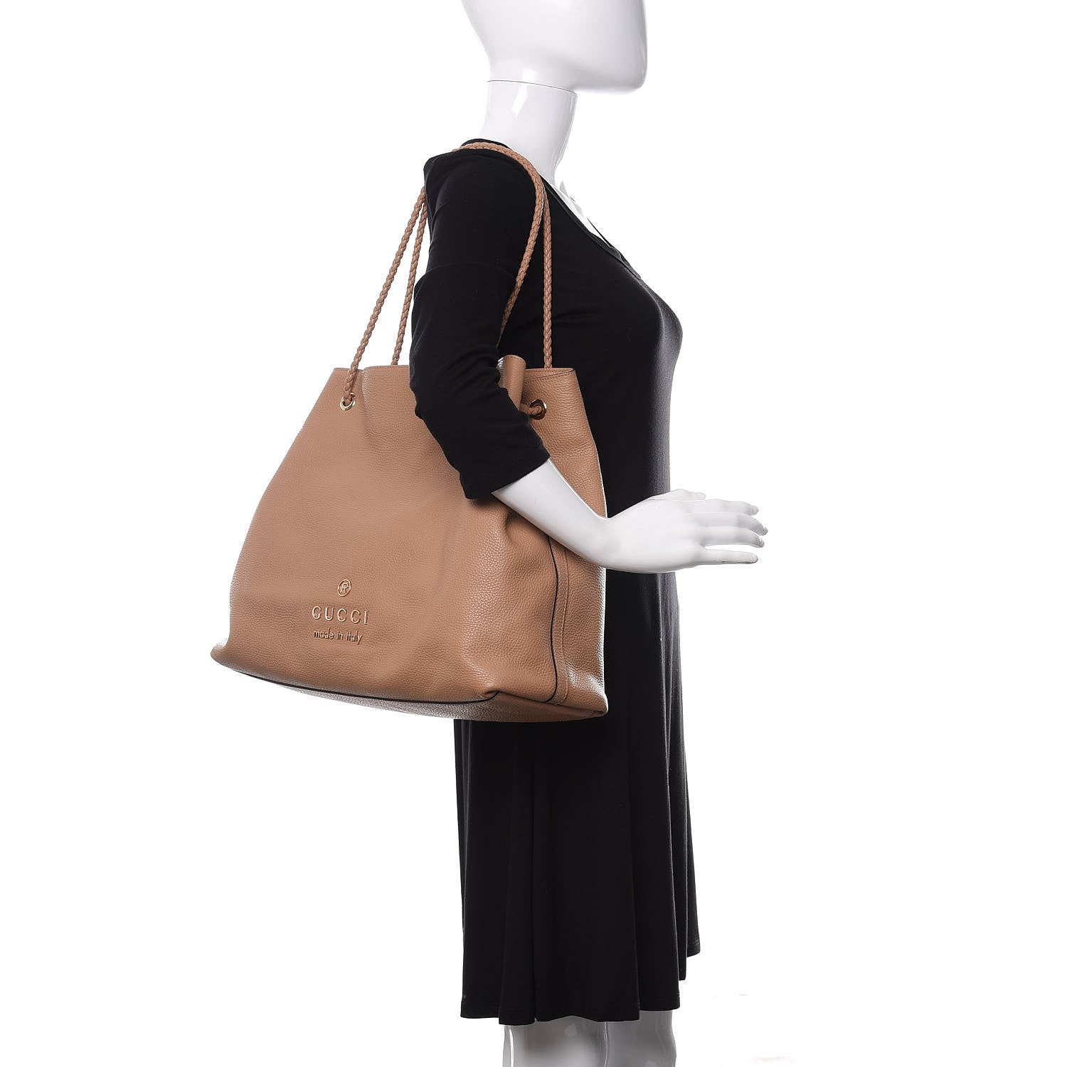 Gucci Calfskin Large Gifford Braided Handle Tote Rose Beige 2 of 10
