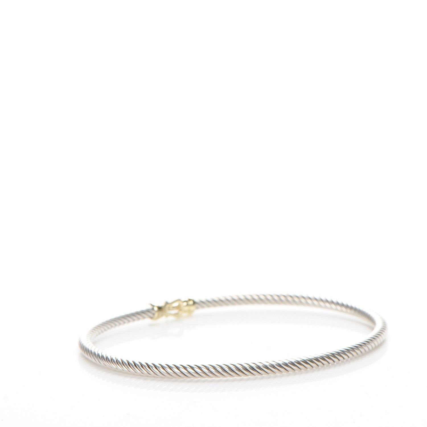 David Yurman Sterling Silver 18K Yellow Gold 3mm Cable Buckle Bracelet 3 of 4