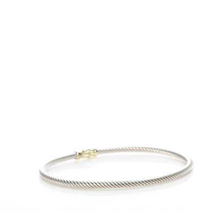David Yurman Sterling Silver 18K Yellow Gold 3mm Cable Buckle Bracelet 3 of 4