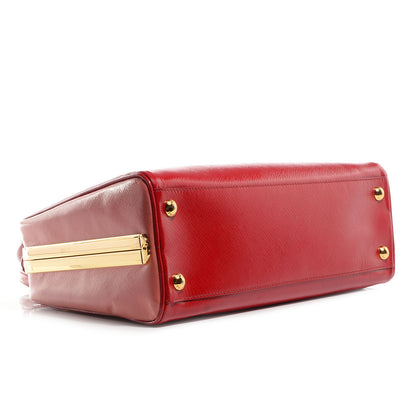 Prada Saffiano Vernice Pyramid Bag Rosso 4 of 8