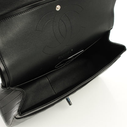 Chanel Lambskin Chevron Quilted Jumbo Double Flap So Black 8 of 8