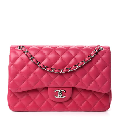 Chanel Lambskin Quilted Jumbo Double Flap Dark Pink 1 of 13
