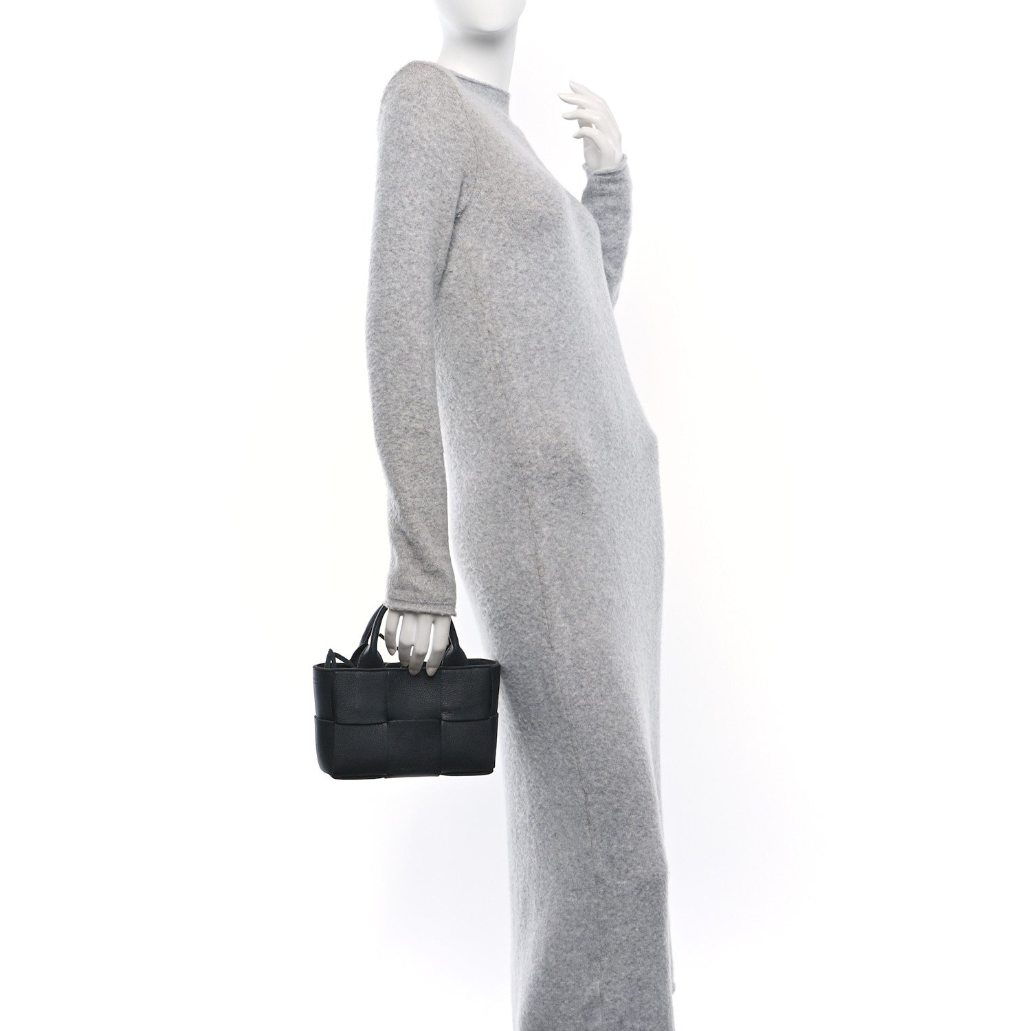 Bottega Veneta Grained Calfskin Maxi Intrecciato Mini Arco Tote Black 2 of 10