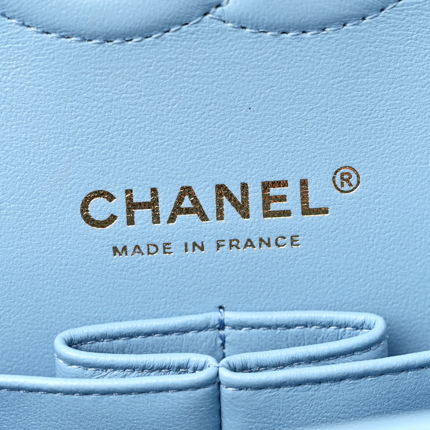 Caviar Quilted Medium Double Flap Light Blue