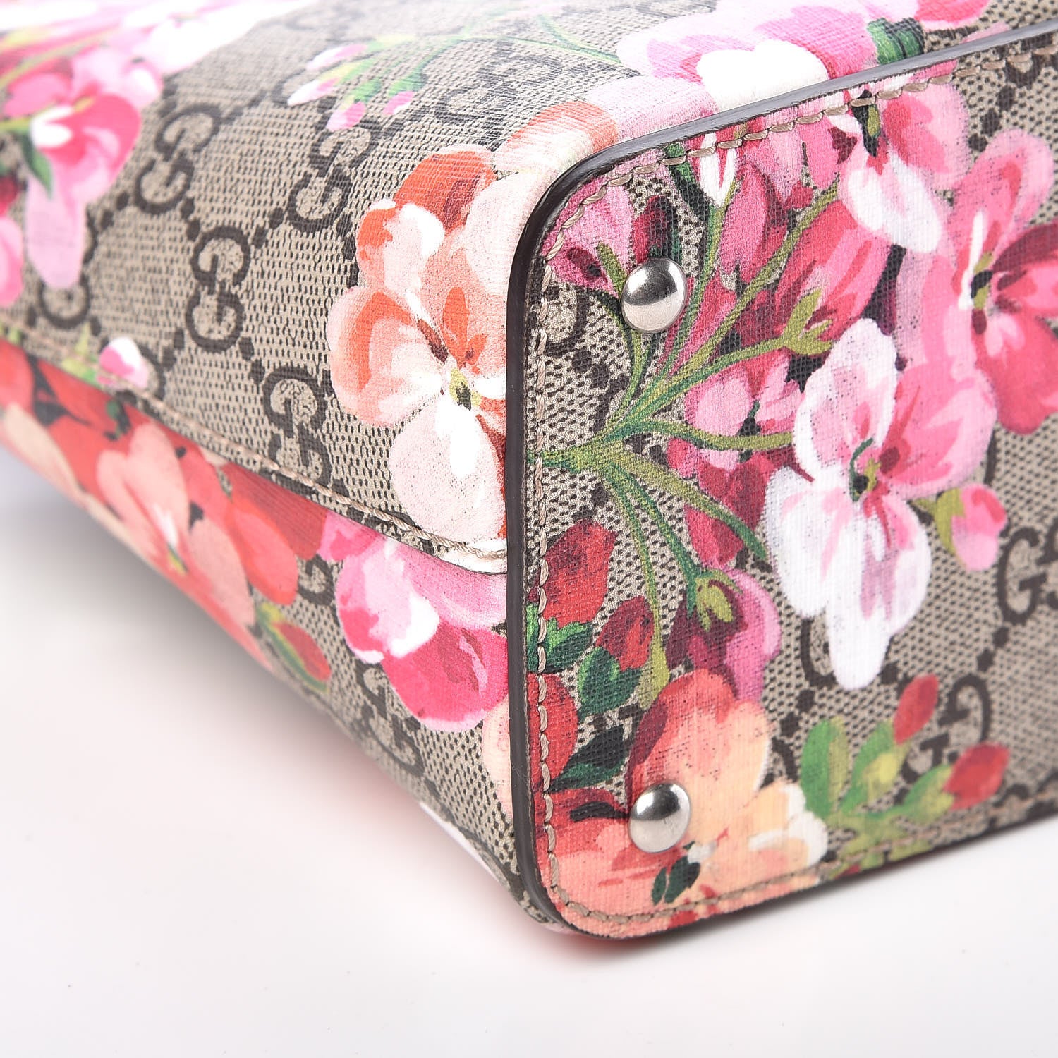 Gucci GG Supreme Monogram Blooms Mini Zip Top Tote Beige Multicolor Dry Rose 8 of 9
