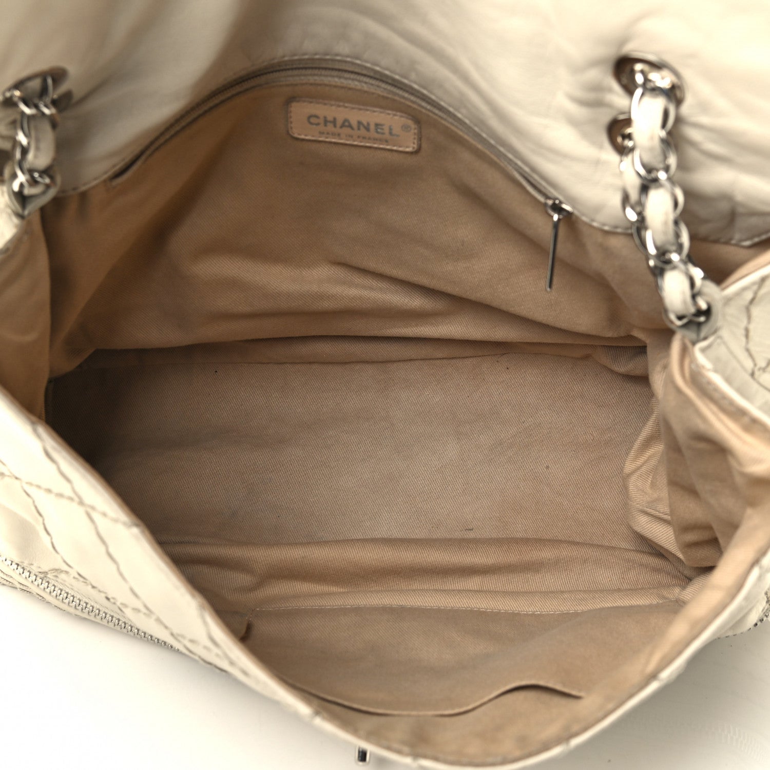 Chanel Calfskin Stitched Large Expandable Flap Bag White 4 of 4