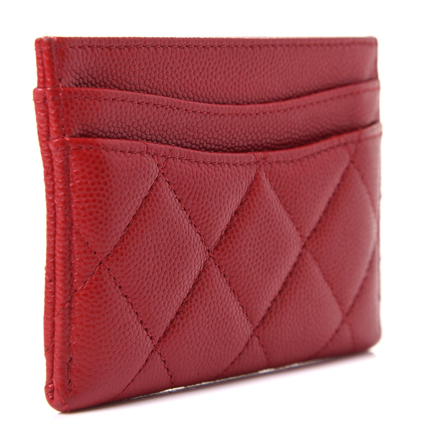 Chanel Caviar Quilted Card Holder Red 3 of 10