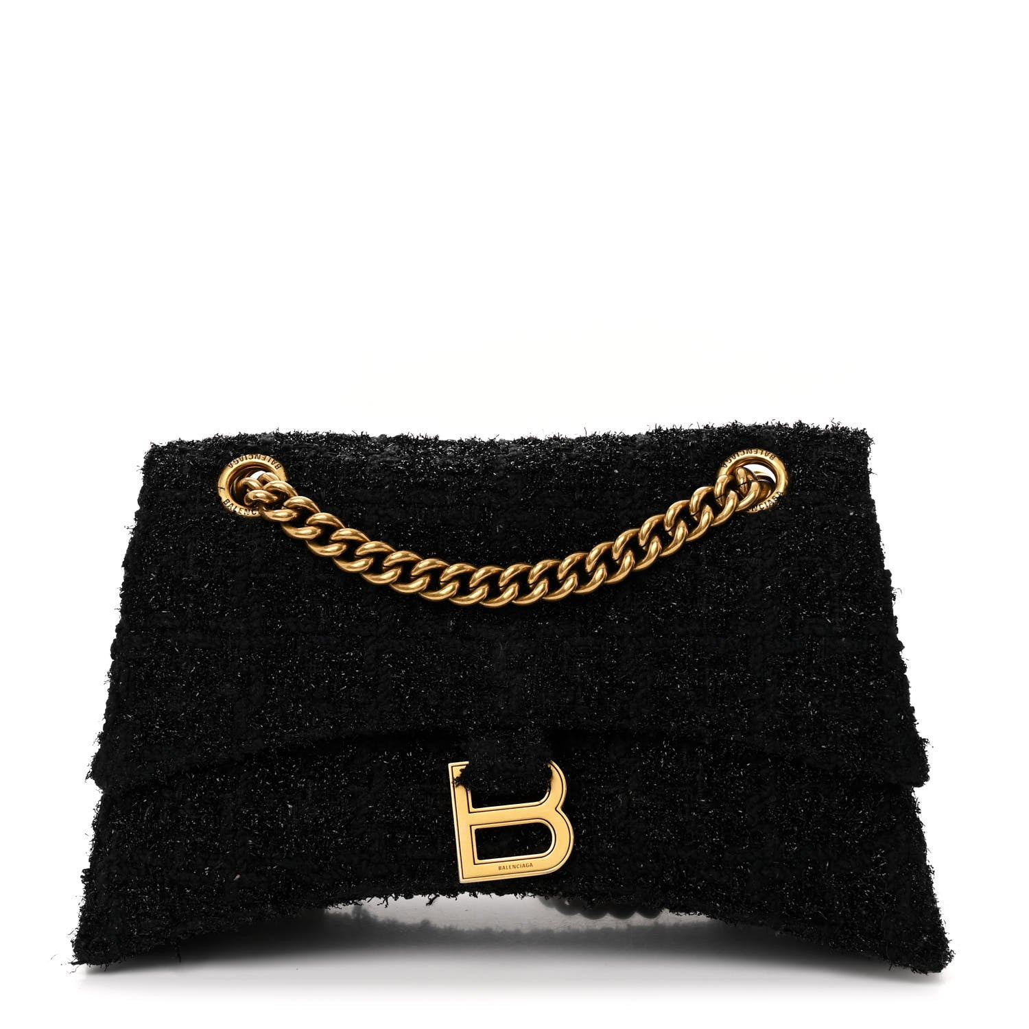 Balenciaga Metallic Tweed Boucle Quilted Small Crush Chain Bag Black 1 of 11