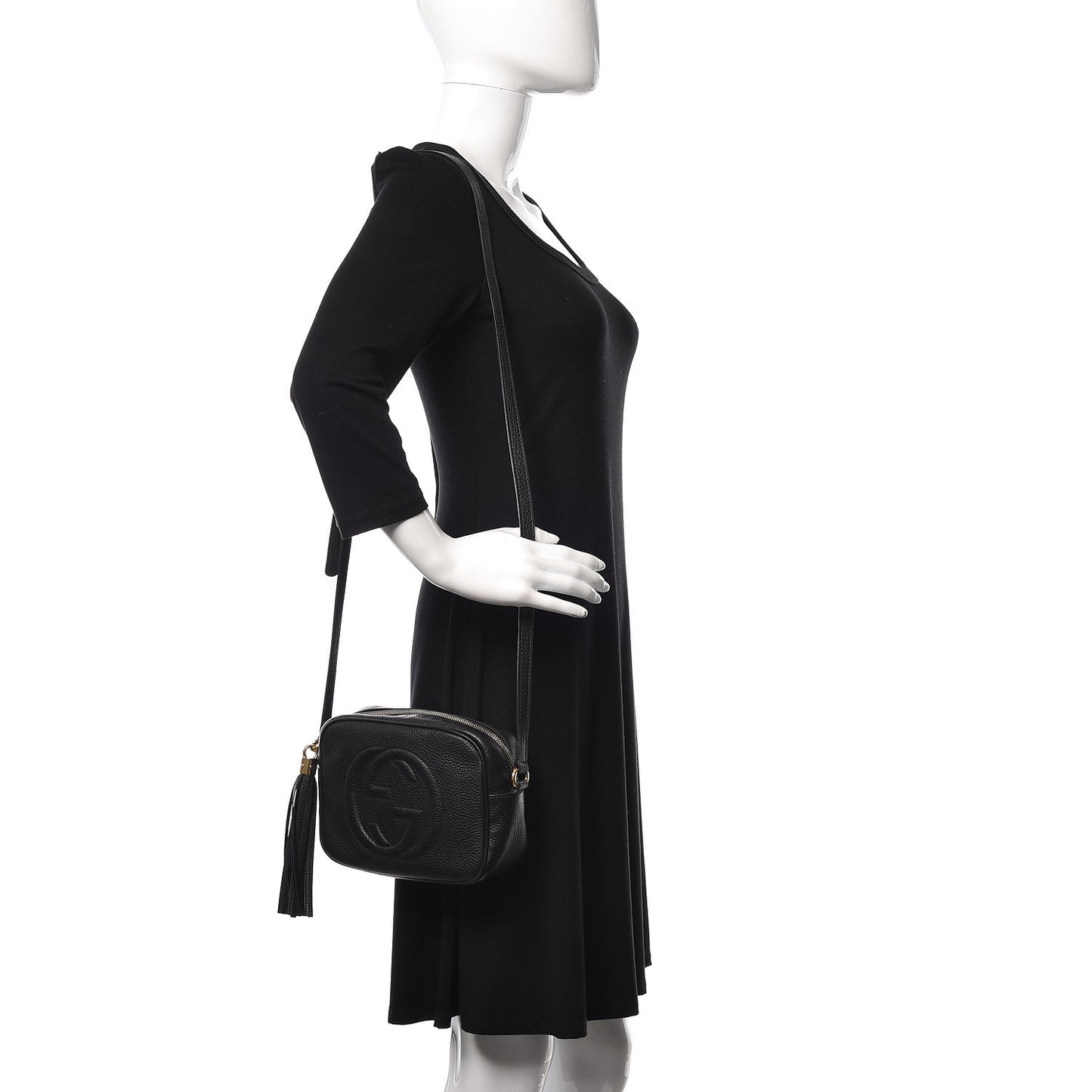 Pebbled Calfskin Small Soho Disco Bag Black