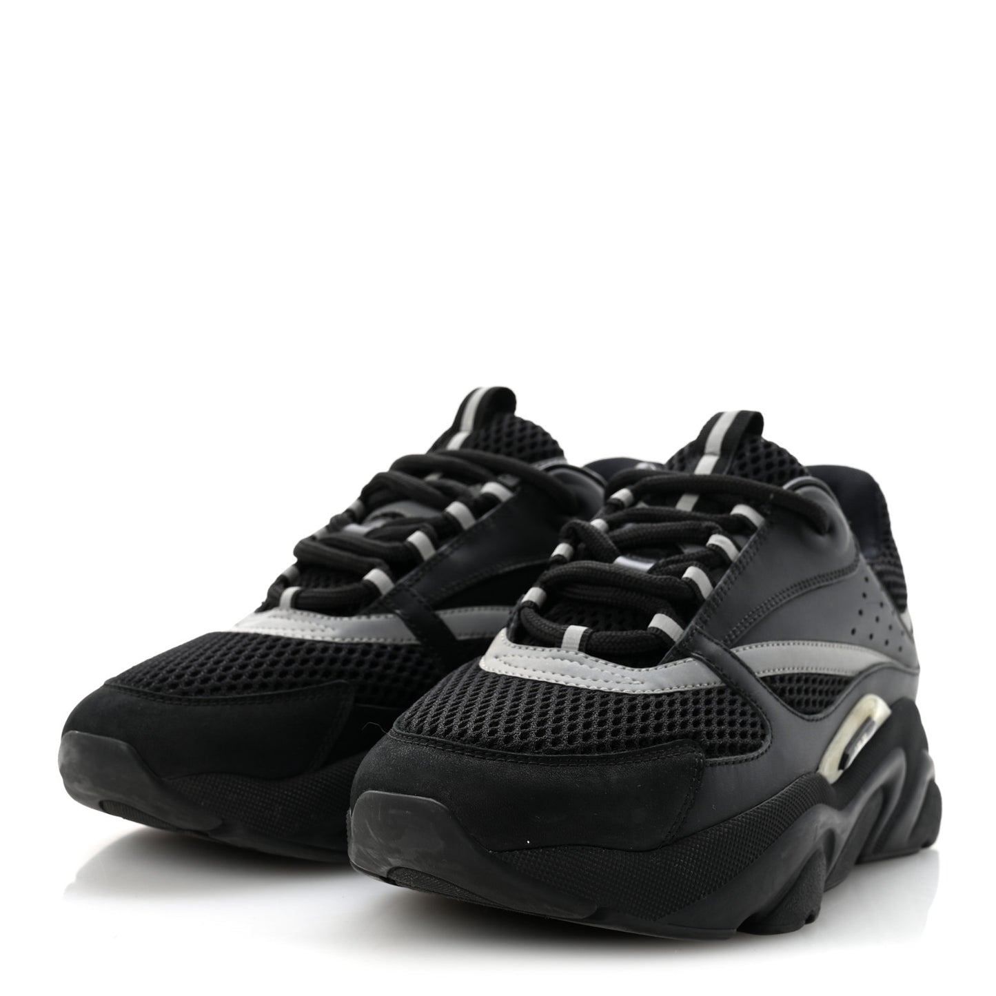 Technical Mesh Calfskin Mens B22 Sneakers 40 Black