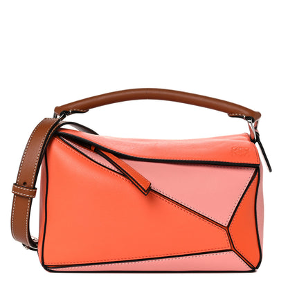 Loewe Calfskin Small Puzzle Bag Orange Tan Pink 1 of 13