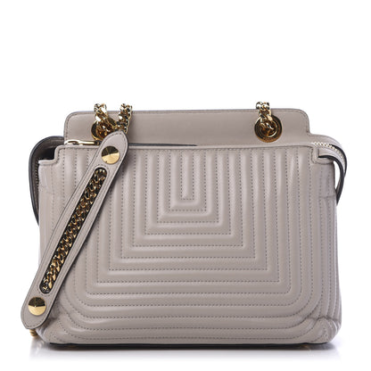 Fendi Shiny Nappa Trapuntata Chain Small DotCom Click Chain Satchel Grigio Polvere 1 of 9