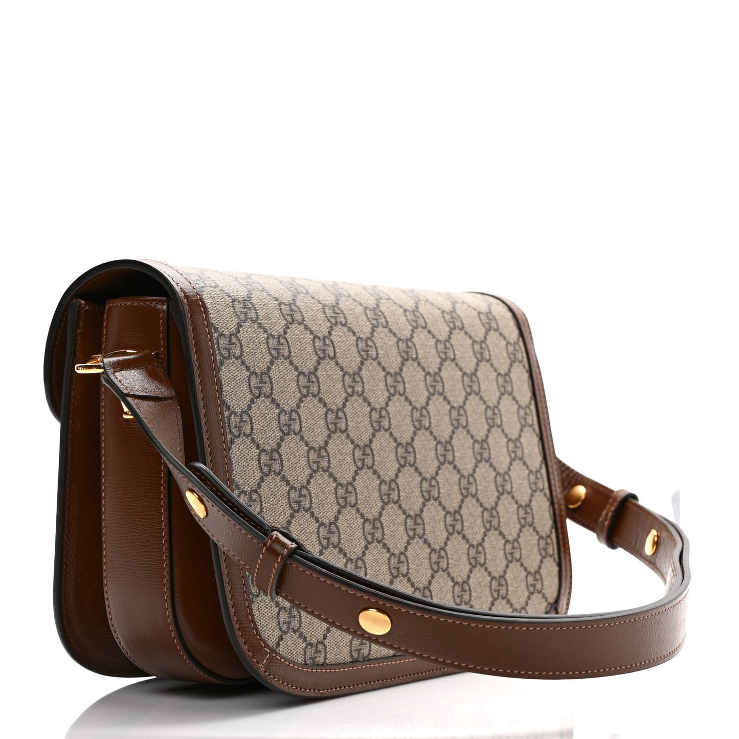 GG Supreme Monogram Horsebit 1955 Shoulder Bag Beige Brown Sugar