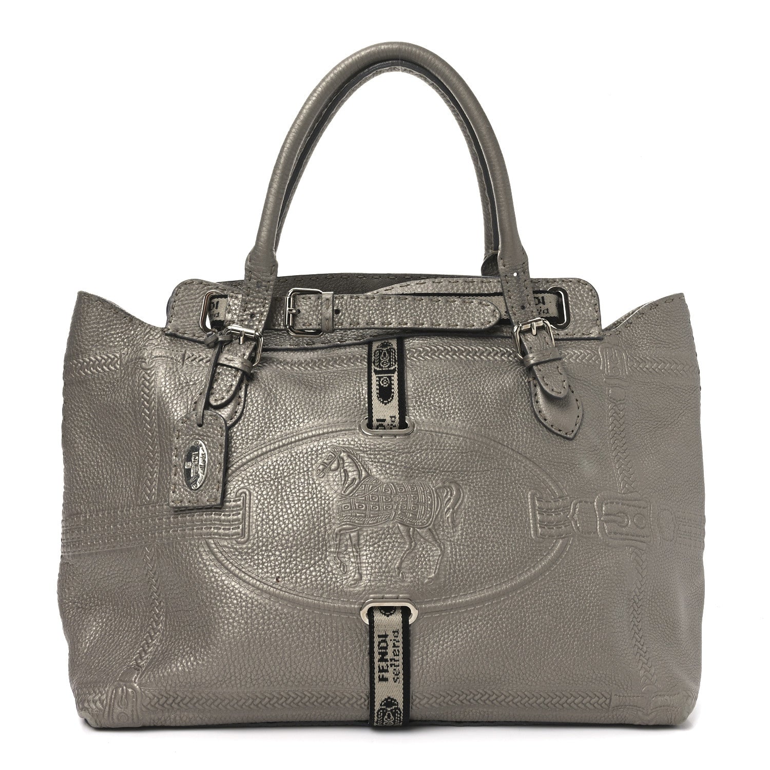 Fendi Cuoio Romano Selleria Large Villa Borghese Tote Peltro 1 of 11