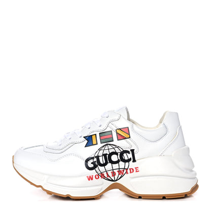 Gucci Calfskin Worldwide Womens Rhyton Sneakers 35.5 White 1 of 10