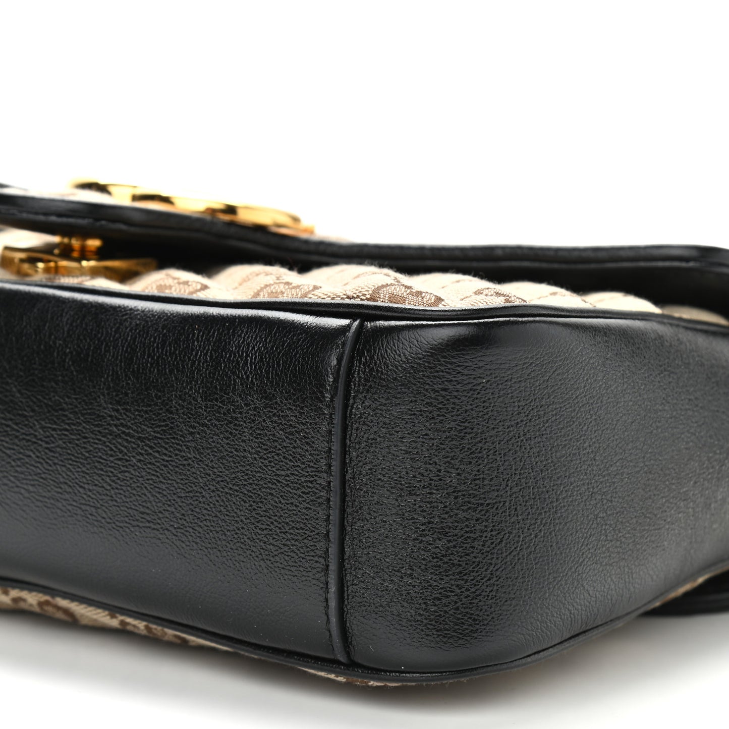 Monogram Matelasse Diagonal Small GG Marmont Shoulder Bag Beige Black
