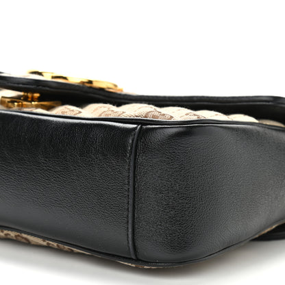 Gucci Monogram Matelasse Diagonal Small GG Marmont Shoulder Bag Beige Black 9 of 9
