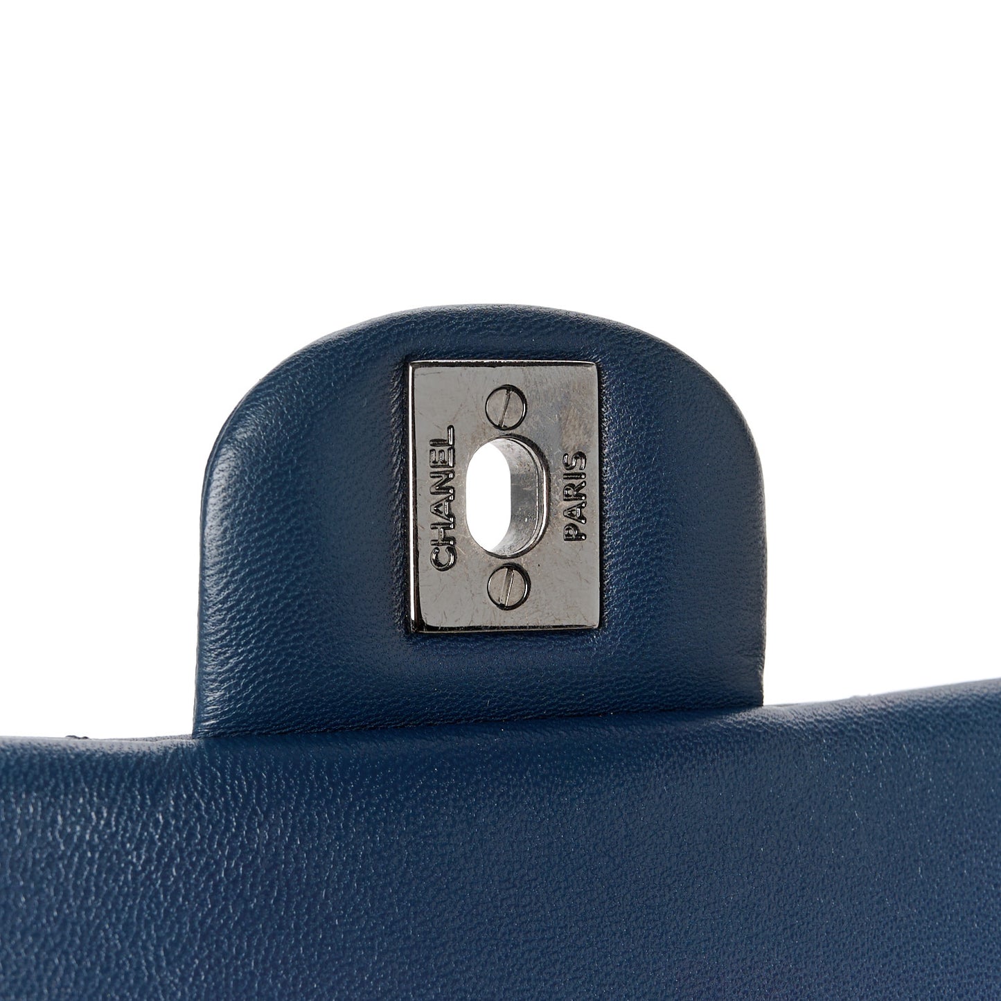 Lambskin Quilted Clutch with Chain Flap Navy