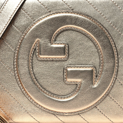 Gucci Metallic Sakai Be Green Calfskin Diagonal Stitched Small Blondie Shoulder Bag Golden Beige 7 of 9