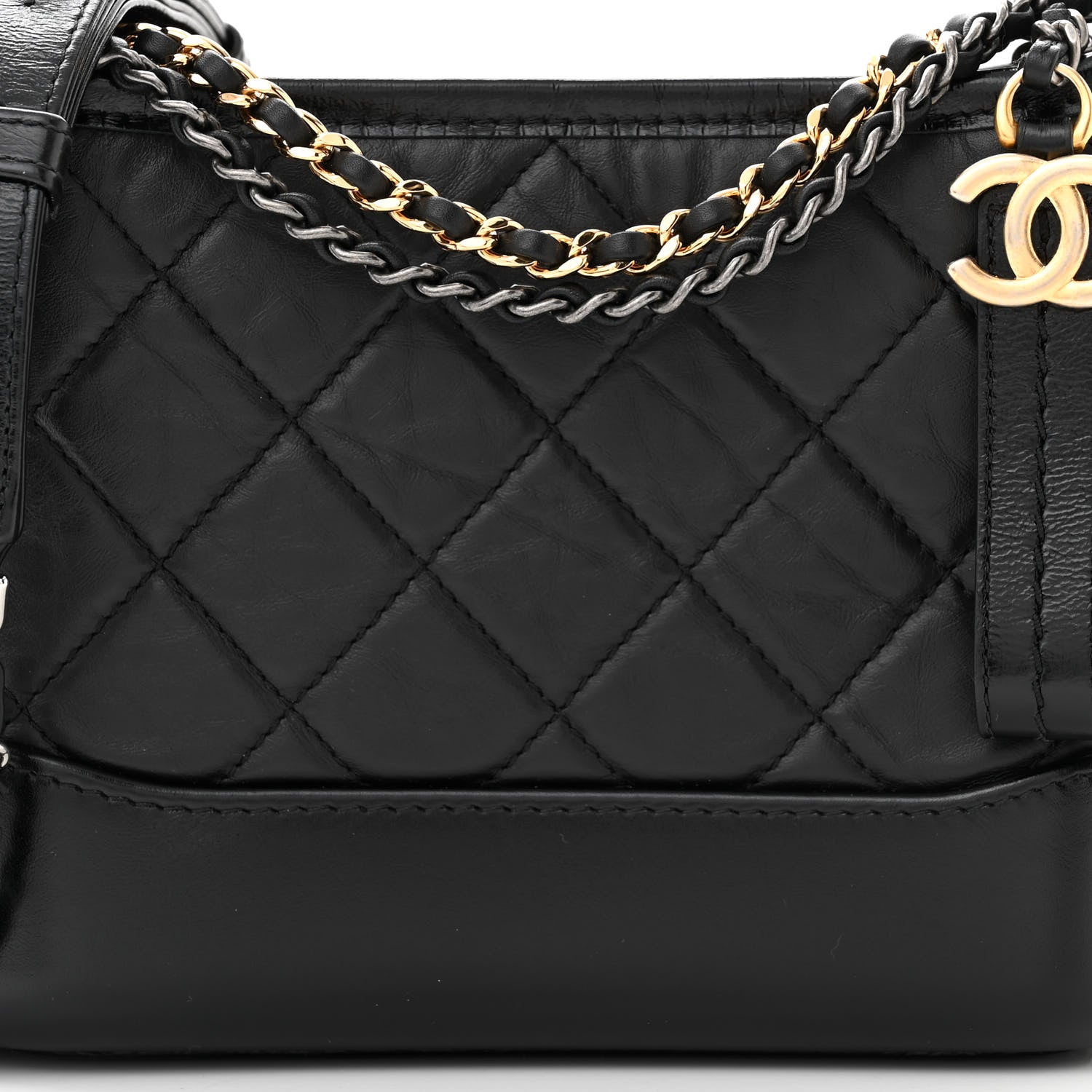 Chanel Aged Calfskin Quilted Small Gabrielle Hobo Black 8 of 11
