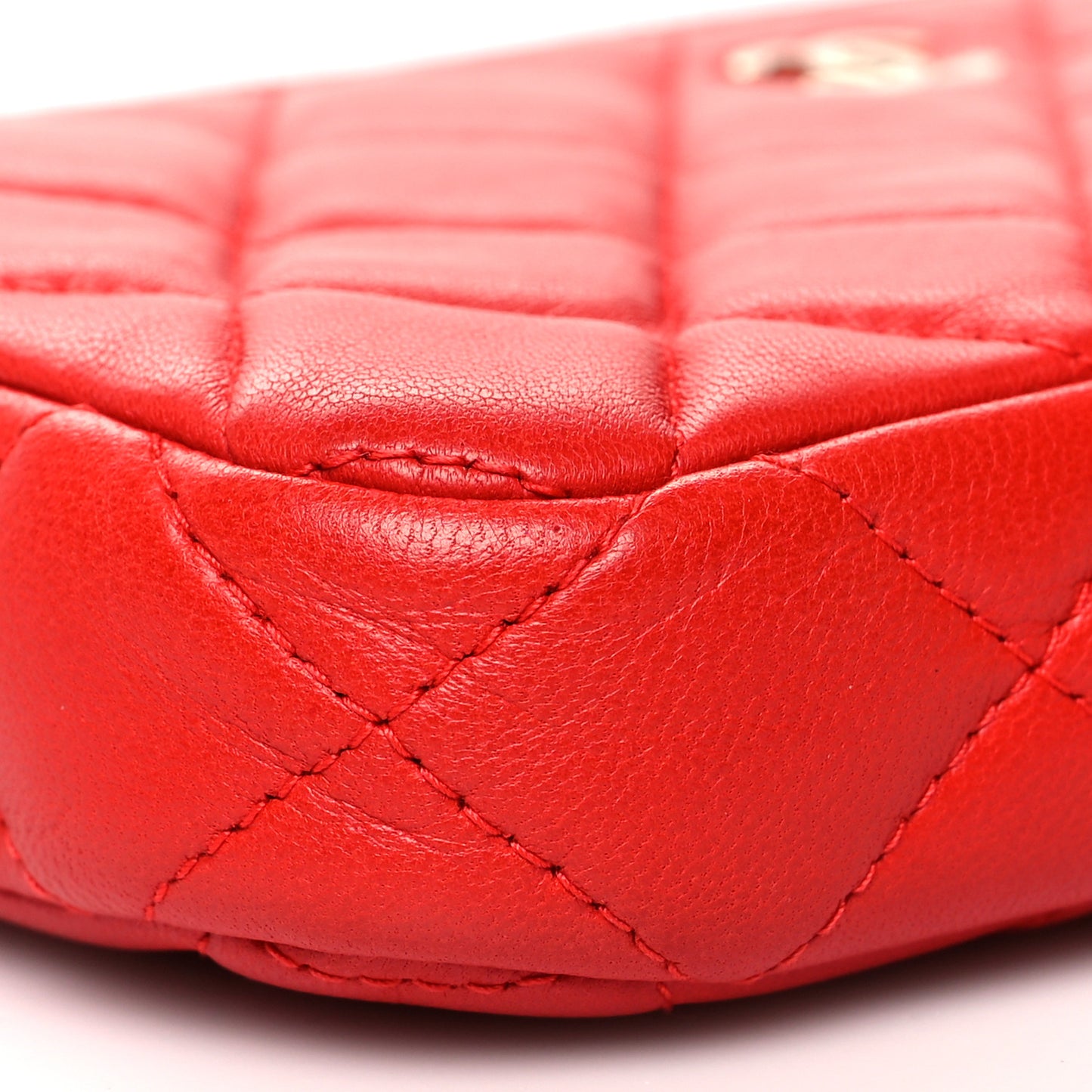 Lambskin Quilted Small Clutch With Chain Red