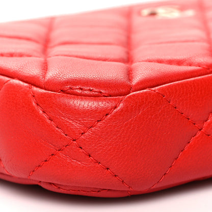 Chanel Lambskin Quilted Small Clutch With Chain Red 11 of 13