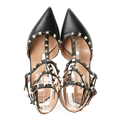 Valentino Garavani Calfskin Nappa Rockstud Ankle Strap 65mm Pumps 38.5 Black Poudre 3 of 9